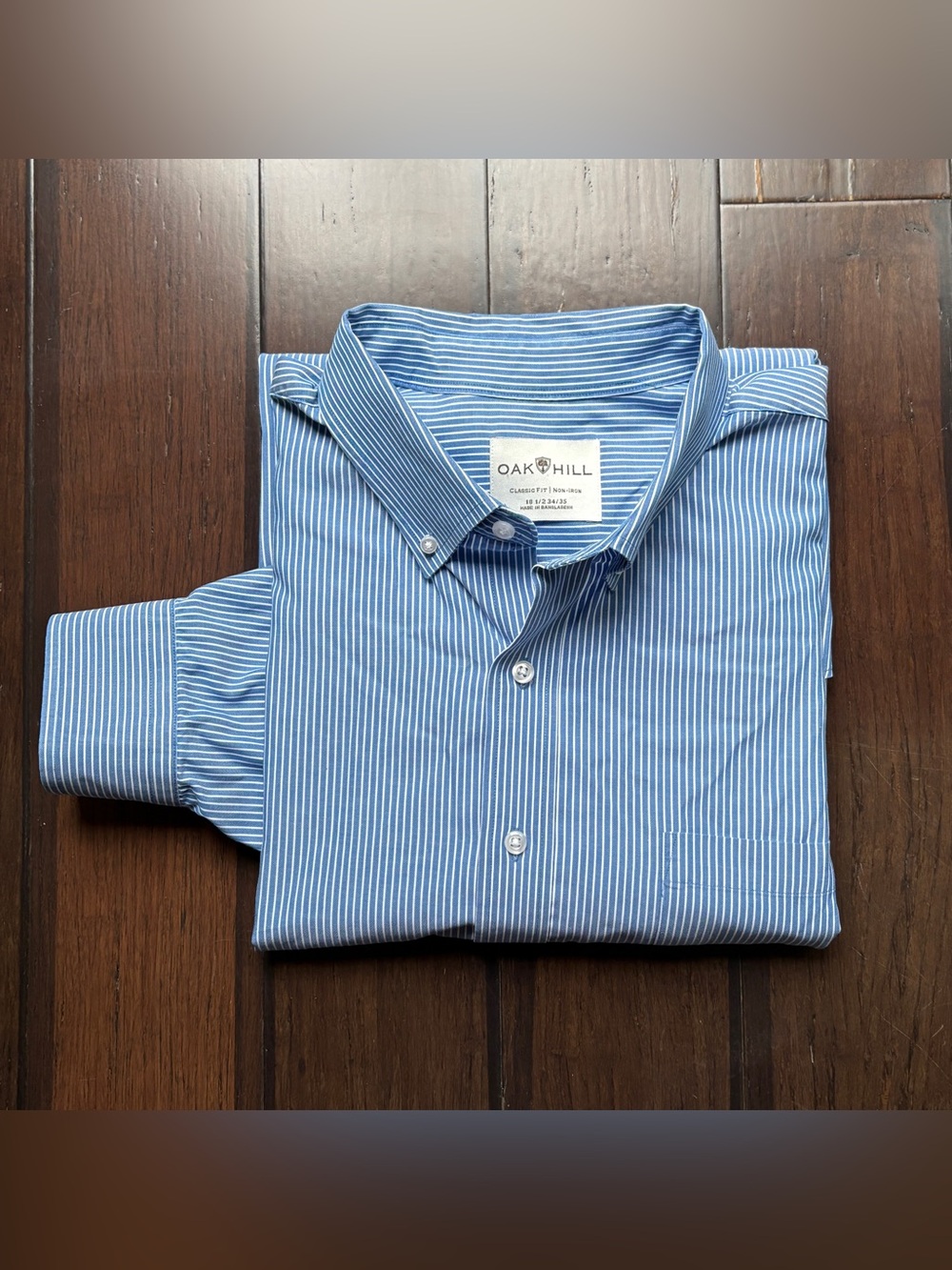 Oak Hill Men's Classic Fit Non-Iron Striped Dress Shirt 18.5 34/35 Cotton $69.50